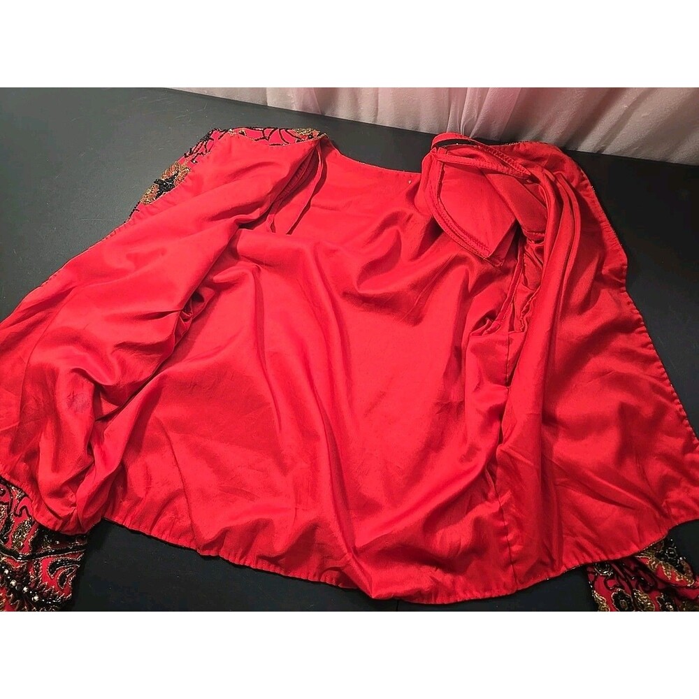 Vintage Adrianna Papell Red Silk Exquisite Beaded Evening Jacket Size 8 - Picture 16 of 16